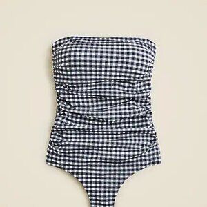 J Crew Ruched bandeau one-piece navy gingham Plus Size 22 NWT Swimsuit